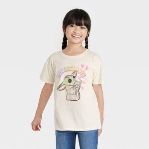 Girls' Radiate Valentine's Day Graphic T-Shirt - The Mandalorian Cream Medium